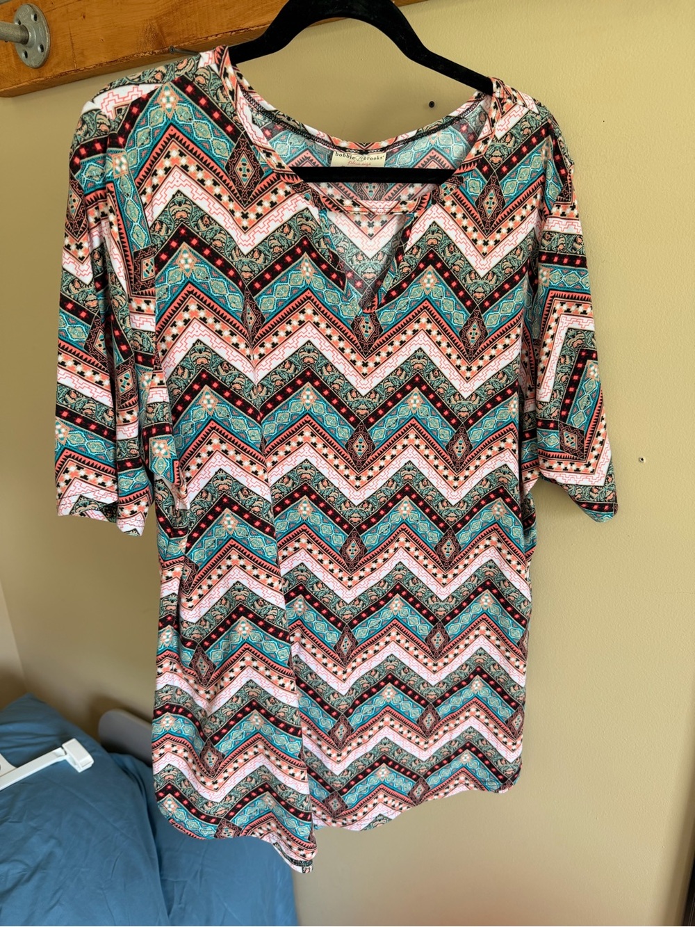 Bobbie Brooks Multicolor Chevron Swim Cover-Up Tunic in Pink & Teal